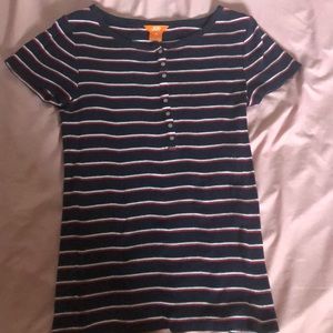 Striped blue red and white shirt